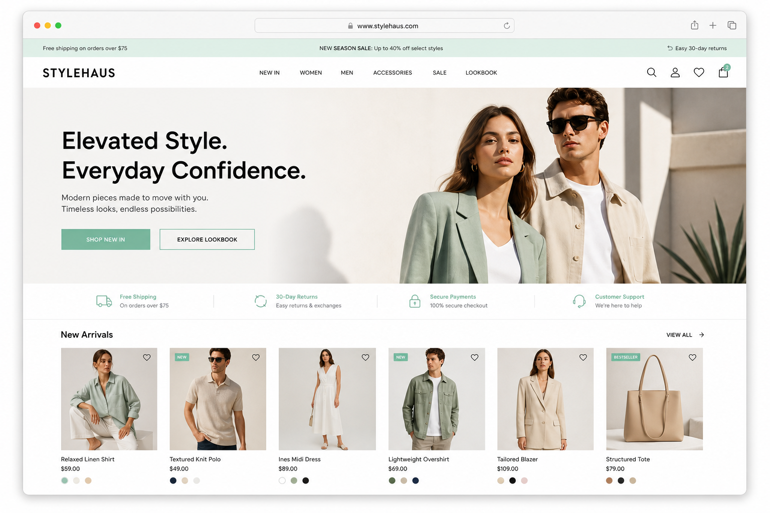 Fashion E-commerce Landing Page Mockup